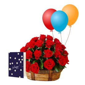 30 Red Roses in a basket...
